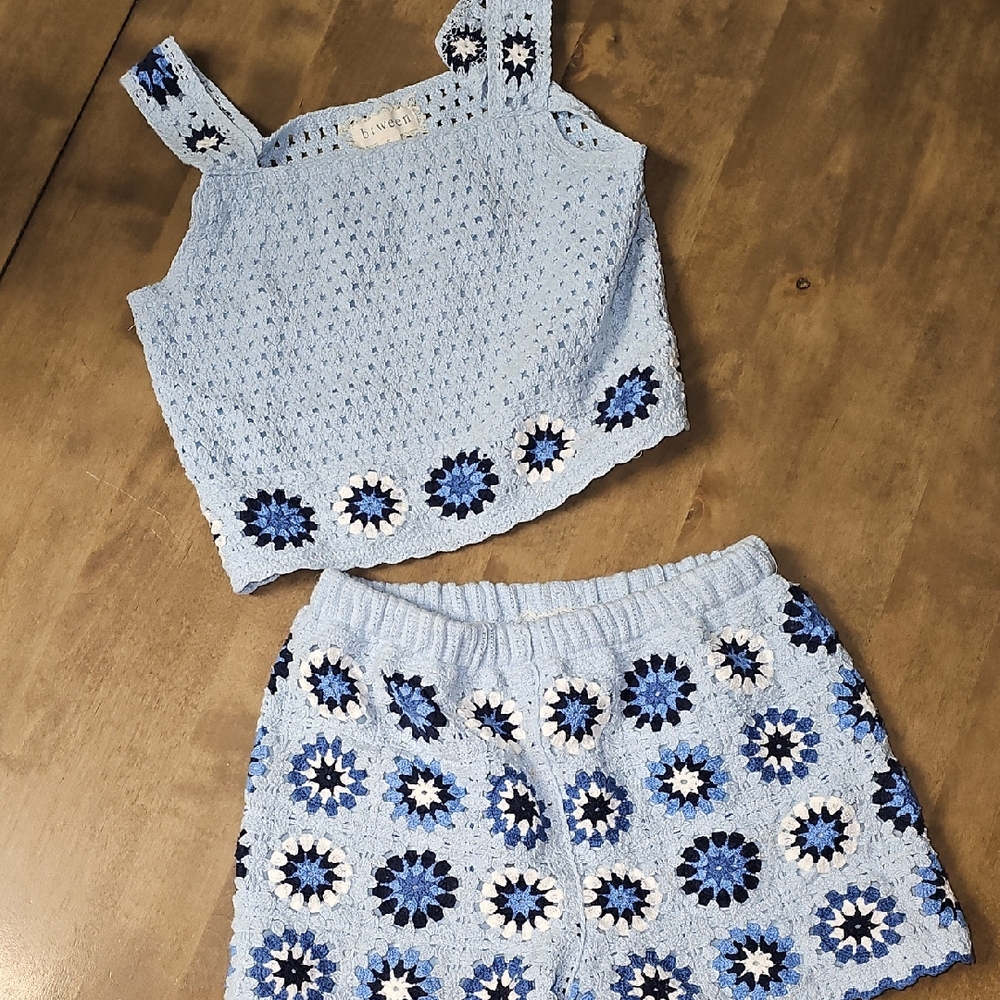btween Light Blue Crochet Set